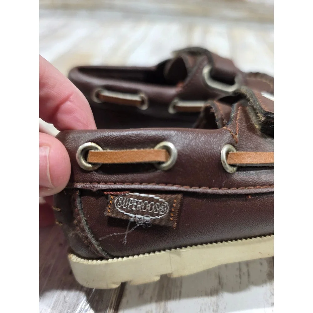 Superoos Toddler Boys Size 5 Brown‎ Boat Shoes Hook and Loop Sailor Loafers